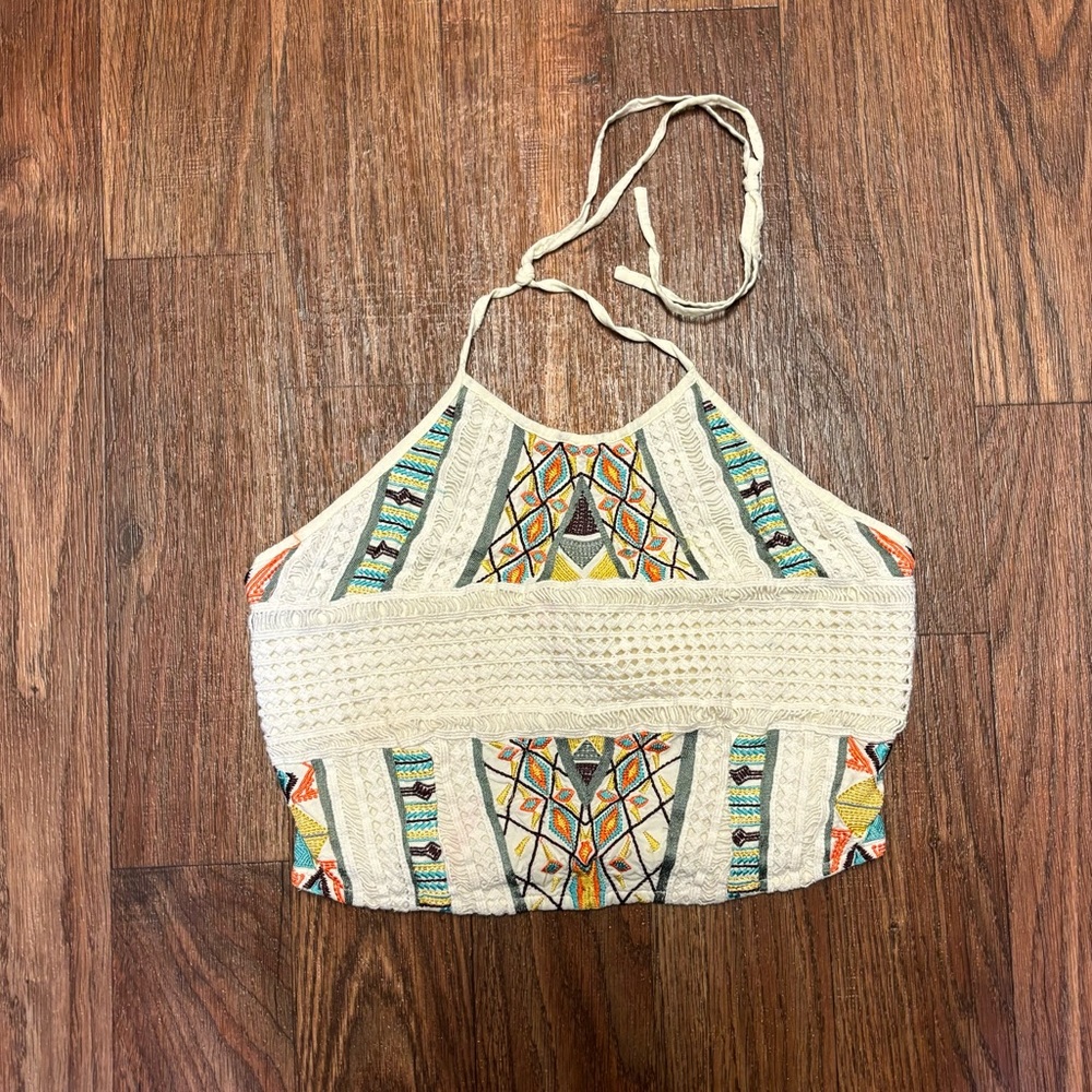 Tribal crochet halter crop top